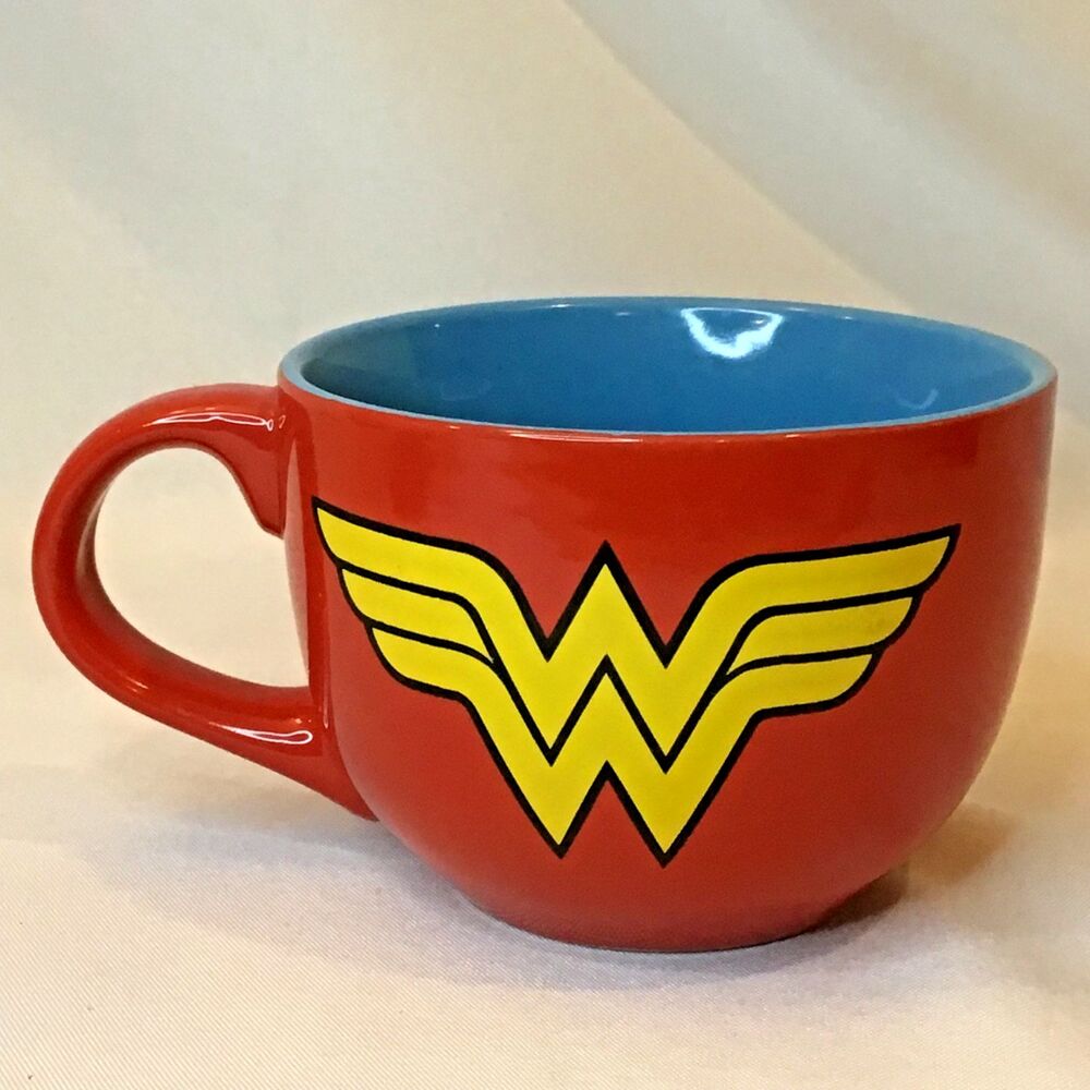 DC Comics Wonder Woman Logo 24oz Ceramic Mug for Soup, Coffee or Tea